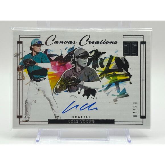 2024 Panini Impeccable Cole Young Canvas Creation On Card Auto 87/99 SP Mariners - Picture 1 of 2